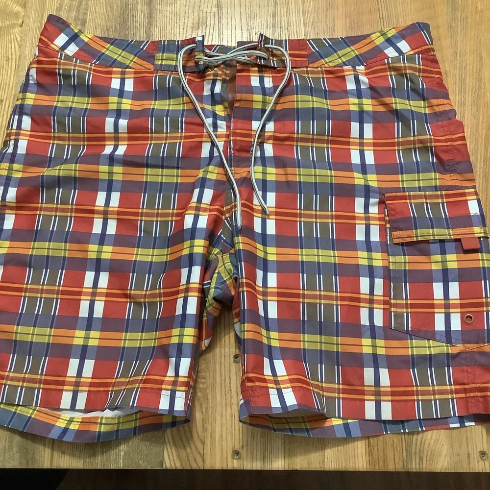 Roots Canada Plaid Swim Trunks Board Shorts Size XL